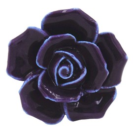 Tecrio 2pcs-Pack Ceramic Vintage Floral Rose Dresser Closet Kitchen Cupboard Deawer Knobs Handle Decor Pulls w/Screws (Purple)