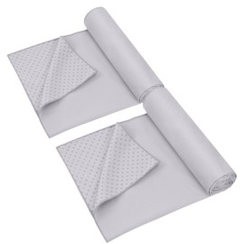 Peryiter 2pack 72 x 24'' Hot Yoga Towel Pack with Grip Dot, Sticky Fiber Mat Towels Non Slip for Hot Yoga, Absorbent Microfiber Sweat Anti-Slip Cover for Pilates Exercise Fitness Workout(Light Grey)