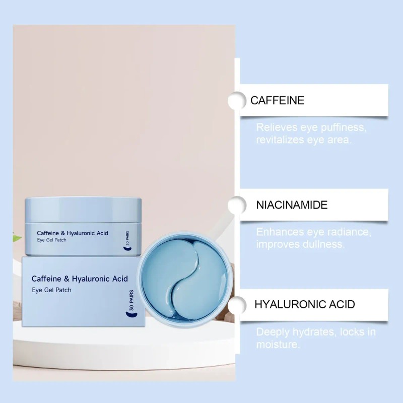 Parches De Gel Para Ojos Con Cafeína Y Ácido Hial