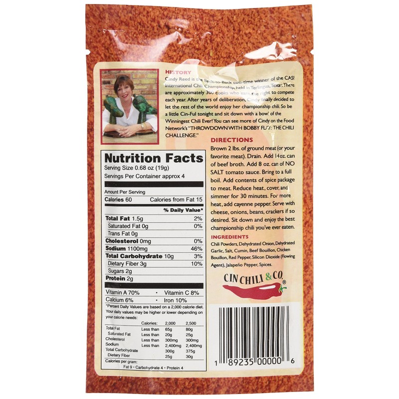 Cin Chili Mix Deliciously Cin-ful Seasoning for Cooking or Baking,
