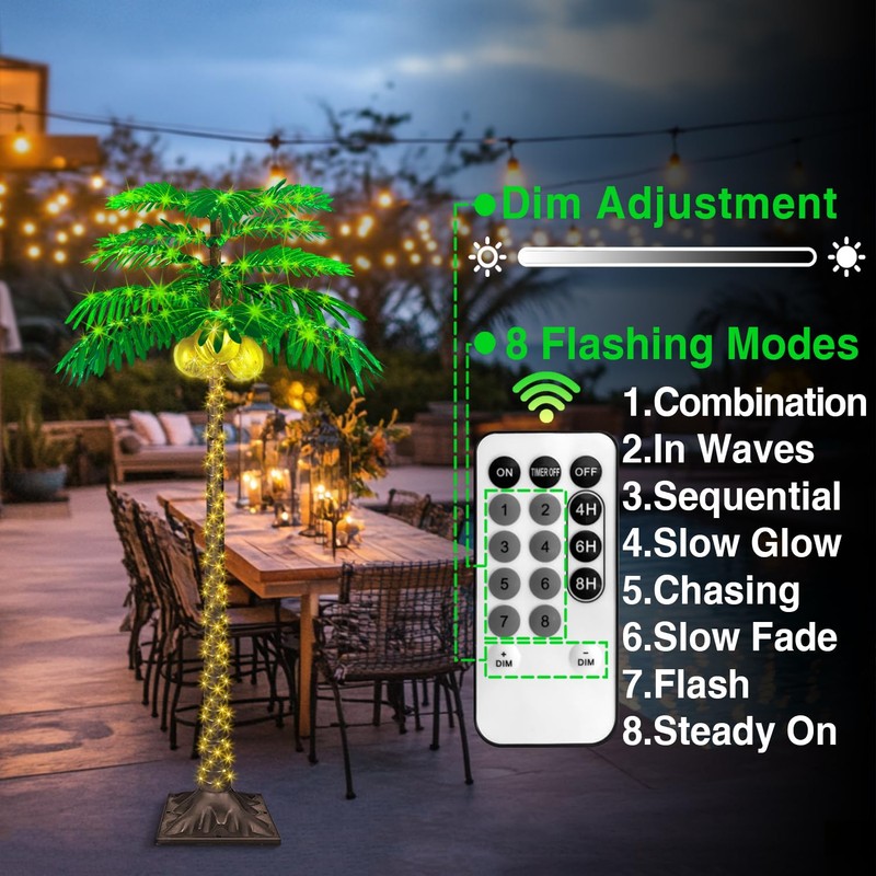6FT LED Palm Tree with 421pcs Lights, Lighted Palm Tree