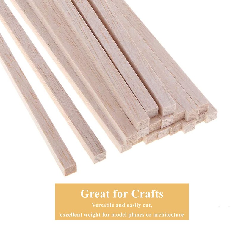 Balsa Wood Sticks 1/4 Inch Square Dowels Strips 12" Long