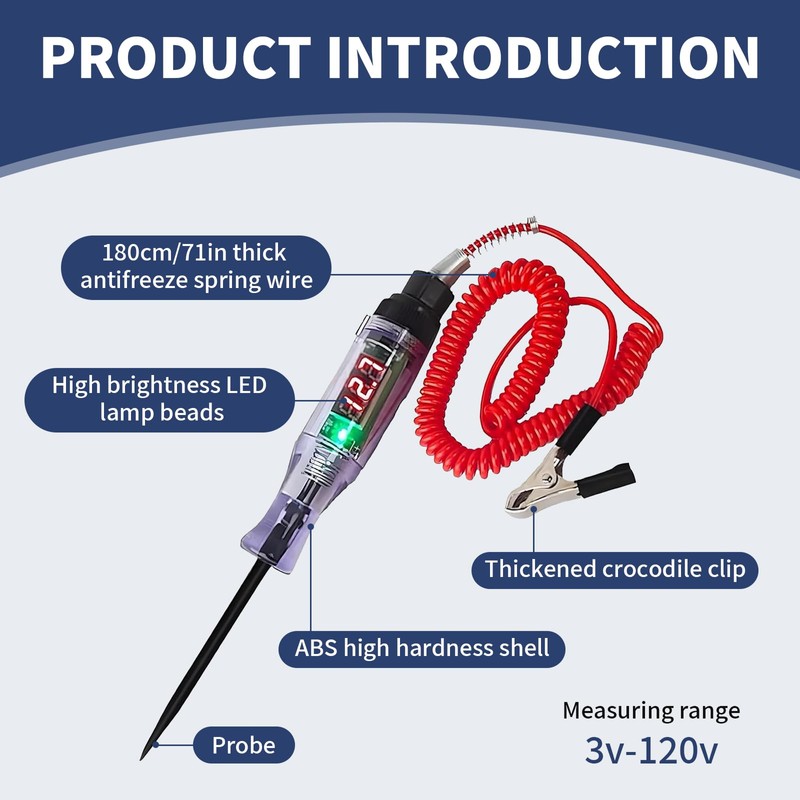 FunnAura 3-120 V Circuit Tester with Digital Test Light for