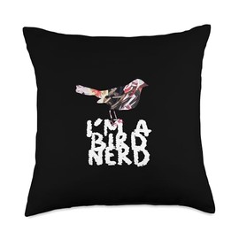 Bird nerd unique mixed media collage art citizen science mom Throw Pillow