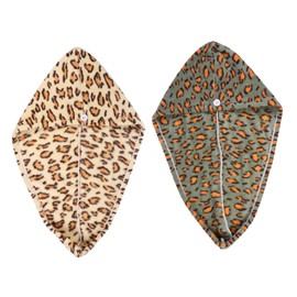 Mikinona 2pcs Leopard Dry Hair Hat Thicken Hair Drying Cap Hair Turban Towel Towels for Hair Leopard Pattern Hair Drying Hat Rapid Drying Towel Cosmeticos Polyester (Polyester)