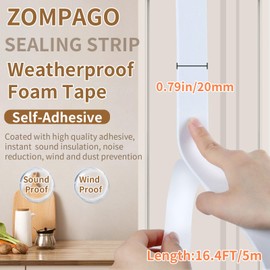 ZOMPAGO Foam Tape Corner Protectors for Furniture Strip,White,0.8″x16.4FT,Sharp Edge & Table Bumper,Window Edge,Wall Protector,Soft Corner Guards Safe for Proof,Table Corner Protectors in Home