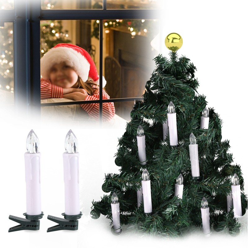 10x LED Flameless Cordless Candles Light with Clips Home Wedding