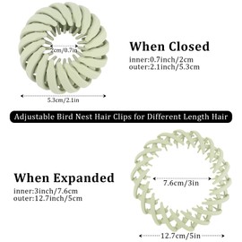 6Pcs Bird Nest Magic Hair Clips Hair Nest for Bun Strong Ponytail Holders Hair Accessories for Women Girls (Soft Colors, Large)