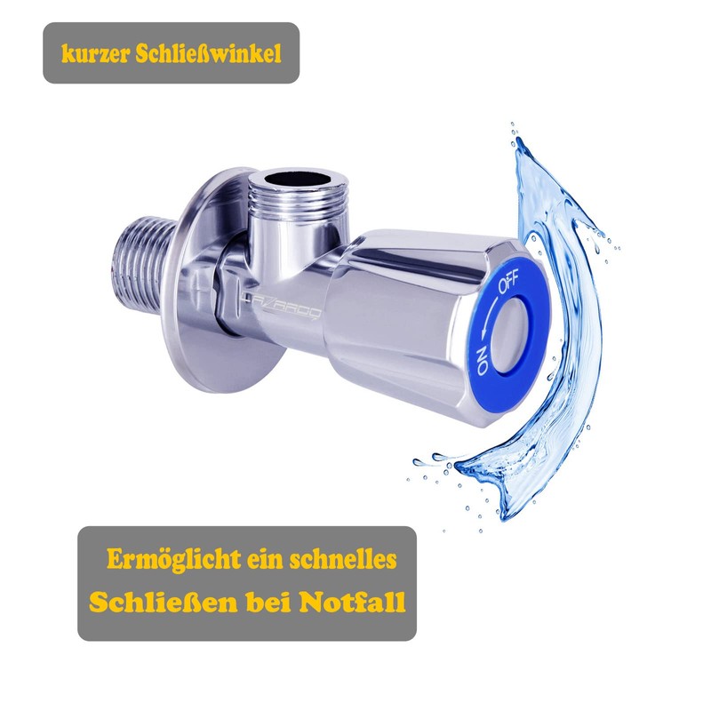 Lazardo 2x Angle Valve Washbasin Wall Connection Regulating Valve 3/8