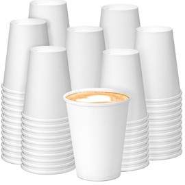 Fit Meal Prep 500 Pack 8 oz Disposable Paper Coffee Cups, Premium White Hot Cups for Hot/Cold Beverage, Durable Thickened Paper Cup Bulk for Party, Office, Bussines, Home, Bistros, Events