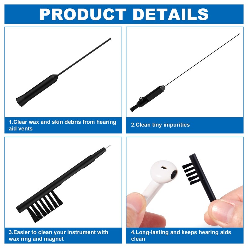 12pcs Hearing Aid Cleaning Kit, Hearing Aid Cleaning Tools Include