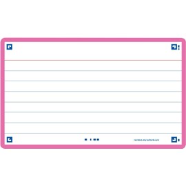 Oxford Flash 2.0 Index Cards A7, Flashcards, 75 x 125 mm, Lined, Fuchsia, 80 Sheets