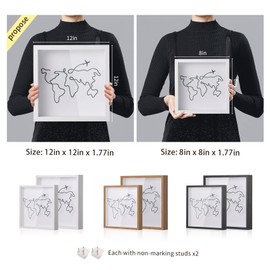 MUXIUNT Travel Adventure Archive Shadow Box For Memories,8&12Inch Concert Travel Ticket Stub Memory Top Loading Shadow Keepsake Box With Slot On Top,life In a Shadow Box Travel Frame (White, 8x8)