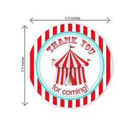 Circus Party Favor Stickers - 40 Favor Bag Stickers - Circus Thank You Tag - Circus Party Supplies - Carousel Party Decorations - Stickers B