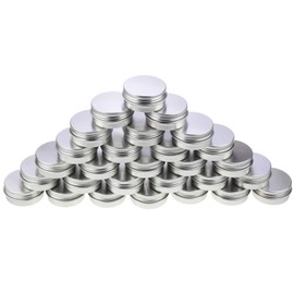LJY 28 Pieces Round Aluminum Cans Screw Lid Metal Tins Jars Empty Slip Slide Containers (1 oz / 30 ml)