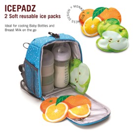 Monkey Business Icepadz Soft Ice Pack Set, Reusable Ice Packs for Baby Bottles and Breast Milk, Slim Ice Pack for Cooler and Lunch Box, (Icepadz - Fruit)