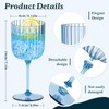 24 PCS Plastic Ribbed Wine Glasses 11oz Blue Detachable Wine