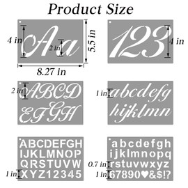 BAMIDELE Letter Stencils for Painting on Wood, 50 Pcs Calligraphy Alphabet Drawing Templates with Numbers, Signs, Flowers, Reusable Cursive Plastic Art Craft Stencils
