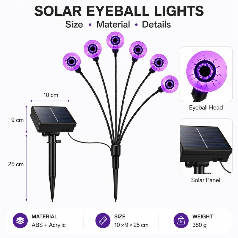Solar Eyeball Lights for Halloween Decor – 6-Head Outdoor Stake