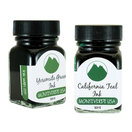 Monteverde 60ml Core Fountain Pen Ink Bottle (30ml Yosemite Green Ink Bottle G309YG, 30ml California Teal Ink Bottle G309CT)