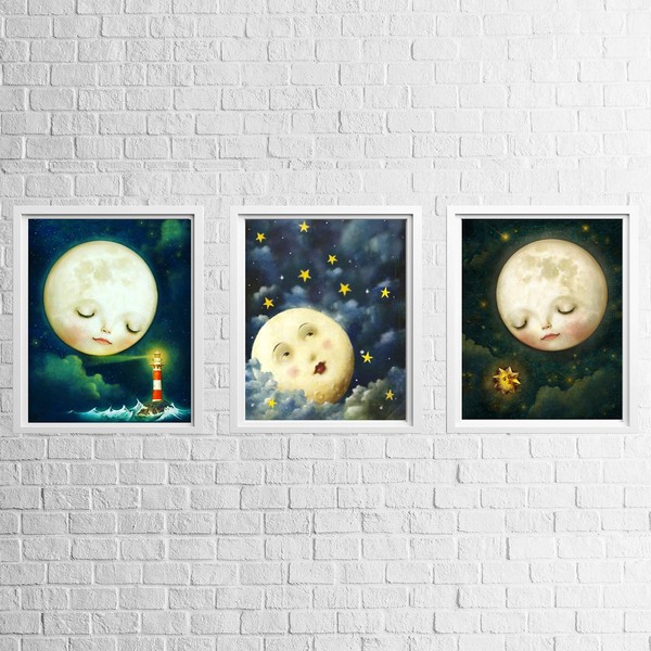 Goodnight Sweet Moon & Stars- 3 Image Set- 8 x
