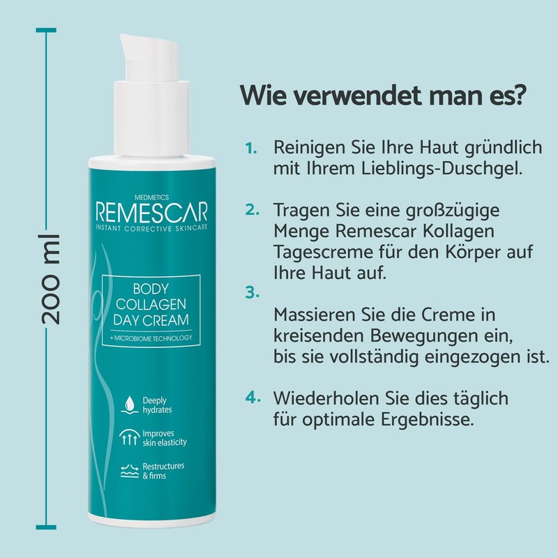 Remescar Collagen Body Day Cream 200ml Deep Moisturising Improves Skin