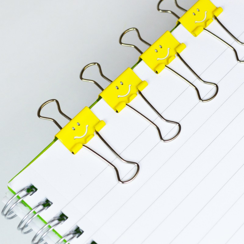 Rapesco 1427 25 mm Smiles Foldback Clips - Bright Yellow