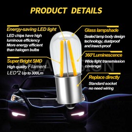Ruiandsion BA15S 1156 LED Bulbs 6V AC/DC Warm White,1141 1003 LED Filament Single Contact LED Backup Reverse Turn Signal Lights for Car Motorcycle (Pack of 2)