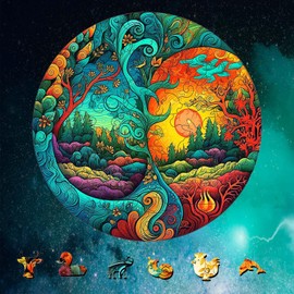 WETUFIN - Wooden Jigsaw Puzzles for Adults, Yin Yang Style Wooden Jigsaw Puzzles Large Size Puzzles Unique Shape Puzzles, Gifts for Birthday Christmas Friends New Years Family Games (180pcs)