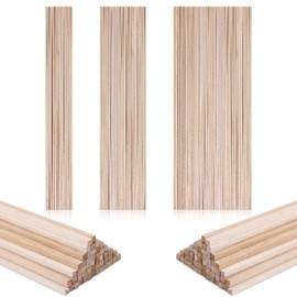 150pcs 12in Wood Sticks, 3mm 4mm 5mm Natural Hardwood Square Dowels Unfinished Wood Strips Wooden Dowels Craft Dowel Sticks Wooden Sticks for Crafting Woodcraft Decorations