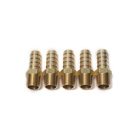 LTWFITTING Brass Barbed Fitting Coupler/Connector 3/8" Male BSPT x 1/2"(12mm) Hose Barb Fuel Gas Water (Pack of 5)