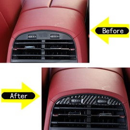 LLKUANG Soft Carbon Fiber Rear Back Seat Air Vents Decor Trim Cover Air-Condition Vent Cover Panel Trim Frame Interior Accessories for Maserati Ghibli 2014-2022