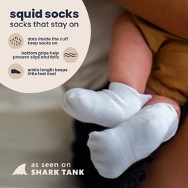 squid socks Cotton Socks | 0-6M, 6-12M, 12-24M, & 2T-3T | Grip Ankle Socks that Stay On | As Seen on Shark Tank | Cleary