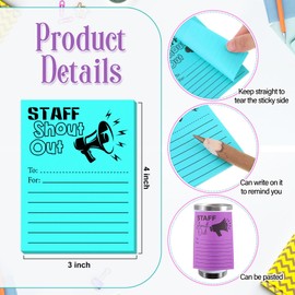 Motiskyy 180 Pcs Shout out Sticky Notes for Teachers, Students, Employees, Office Staff Shout out Cards Appreciation and Recognition Reward Self-stick Pads for School or Work Bulletin Board, 3x4inch