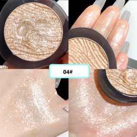 KARLOR Makeup Highlighter Palette, Glitter Eyes Face Highlighter Powder Eyeshadow Shimmer Diamond Highlight Makeup Radiant Pearlescent Highly Pigmented (04#, Highlighter)