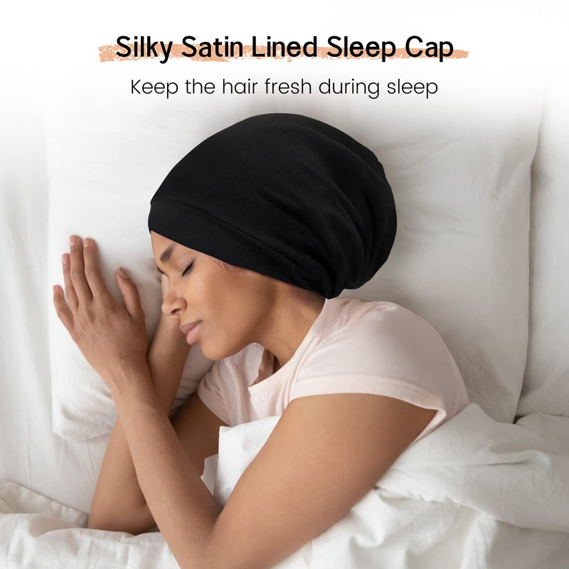 iCooBreeze Satin Hair Bonnet for Sleeping,Silky Satin Lined Sleep Cap