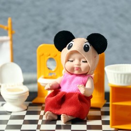 SQAQS Pack of 6 Mini Reborn Dolls with Cute Animal Clothes, 4.3 Inch Baby Doll for Girls, Toddlers and Children, Newborn Reborn Baby, Mini Baby Doll, Realistic Baby Doll, Washable (Animation)