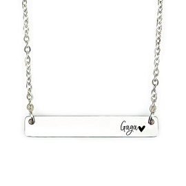 Gaga Bar Necklace Gift 2023 Christmas Birthday Grandma From Grandchildren To Gaga FBA-FAMILY-BAR-NECK (Silver, Gaga)