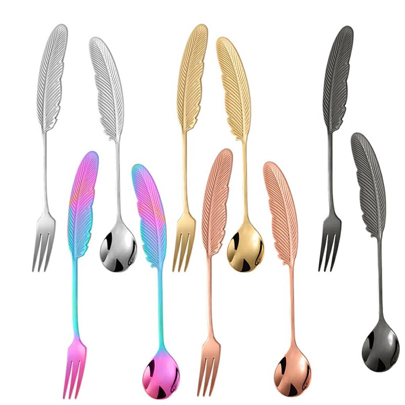 AIXXCUVQ 2pack/lot Metal Spork with Uniform Color Aesthetic Dining Experience