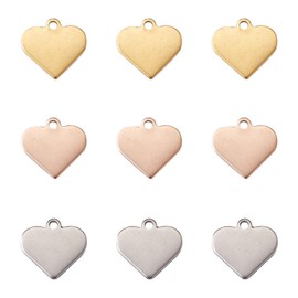 Beadthoven 40pcs 304 Stainless Steel Heart Blank Stamping Tag Pendants 15.5x16x1mm for Jewelry Crafts Making Pet Dog Name ID Tags (Sliver/Golden/Rose Gold)