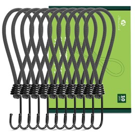 Abma Cord Stretch Cord, Elastic Hooks, Total Length: 5.9 / 7.1 / 7.9 / 7.9 / 9.1 inches (15 / 18 / 20 / 23 cm), Set of 10, Bungee Cord with Hooks, Shock Cord, Tent / Tarp, Tension Rope, Guy Line