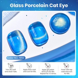 Beetles Blue Cat Eye Gel Nail Polish - 15ML Blue Glass Cat Eye Glitter Magnetic Gel Polish Shimmer Soak Off UV Stellar Whisper Collection Nail Art Design Manicure Gifts for Women