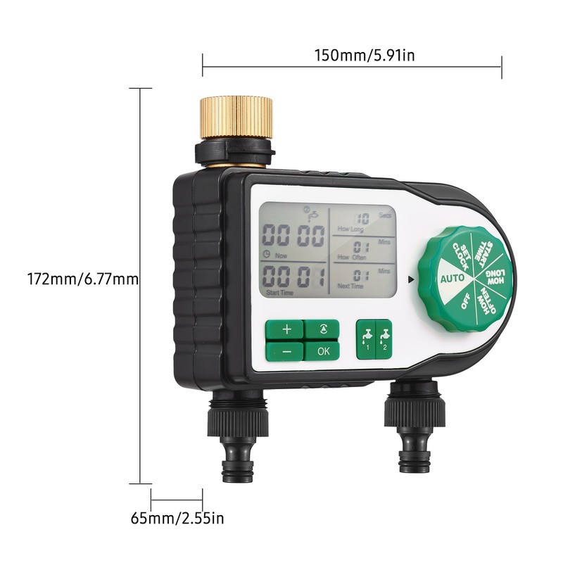 Digital Automatic Watering Timer with 2 Hose Connectors Programmed Garden