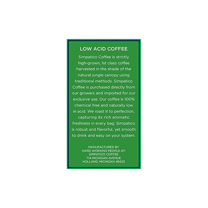 Simpatico Low Acid Coffee - Decaf (Whole Bean) - 12