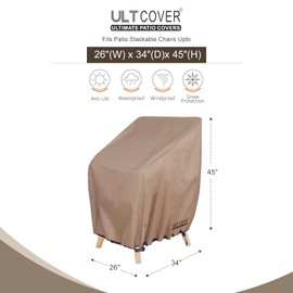 ULTCOVER Stackable Patio Chair Cover – Waterproof Outdoor Stack of Chairs Cover 2 Pack Fits Up to 26W x 34D x 45H inches