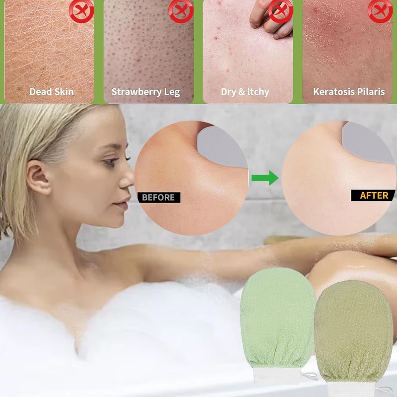 2 Stück Exfoliating Gloves, Peeling-Handschuhe, Peelinghandschuh Körper, Peeling Handschuh Körperpeeling,