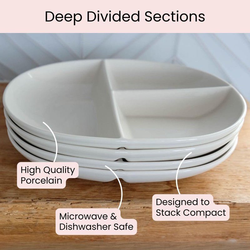 Uba Portion Control Plate (PORCELAIN) for Adults for Healthy Diet