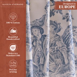 Maison d' Hermine 100% Cotton Curtain - 50"x84" Denim Decorative Curtain - Aesthetic Curtains for Farmhouse, Kitchen & Bedroom - for Spring & Summer - The Miller Collection
