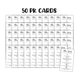 Pillow Linen Spray Care Instruction Cards 50pk 2x3.5” Labels Warning Ingredients Mist Bottles Sleep Scent Write In DIY Bulk Kit Fragrance Natural