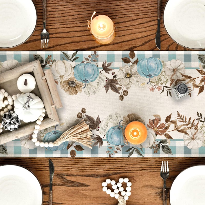 Fall Cucurbit Table Runner Leaf Tablecover Autumn Maple Leaves Table